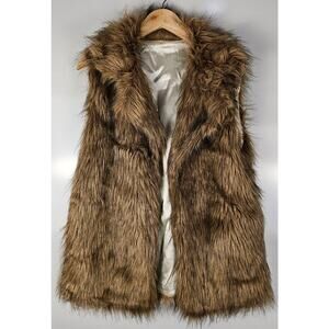Faux fur vest no brand tag womans size M polyester golden brown